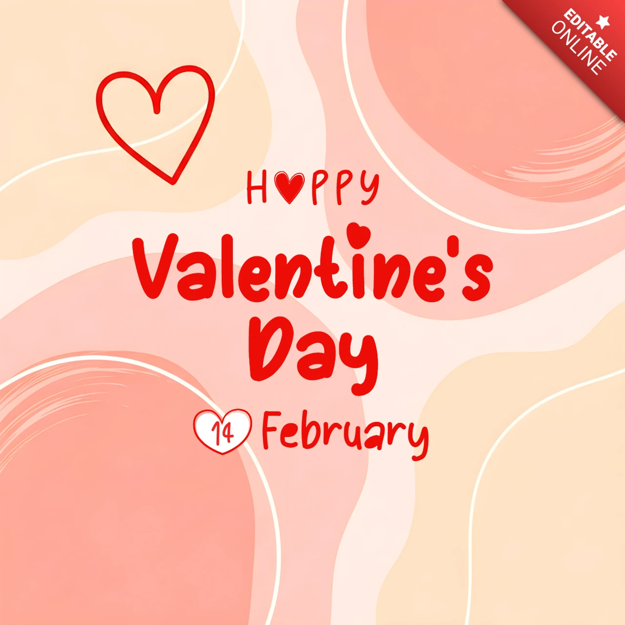 Modèle de carte de vœux pour la Saint-Valentin avec design en forme de cœur et style abstrait doux