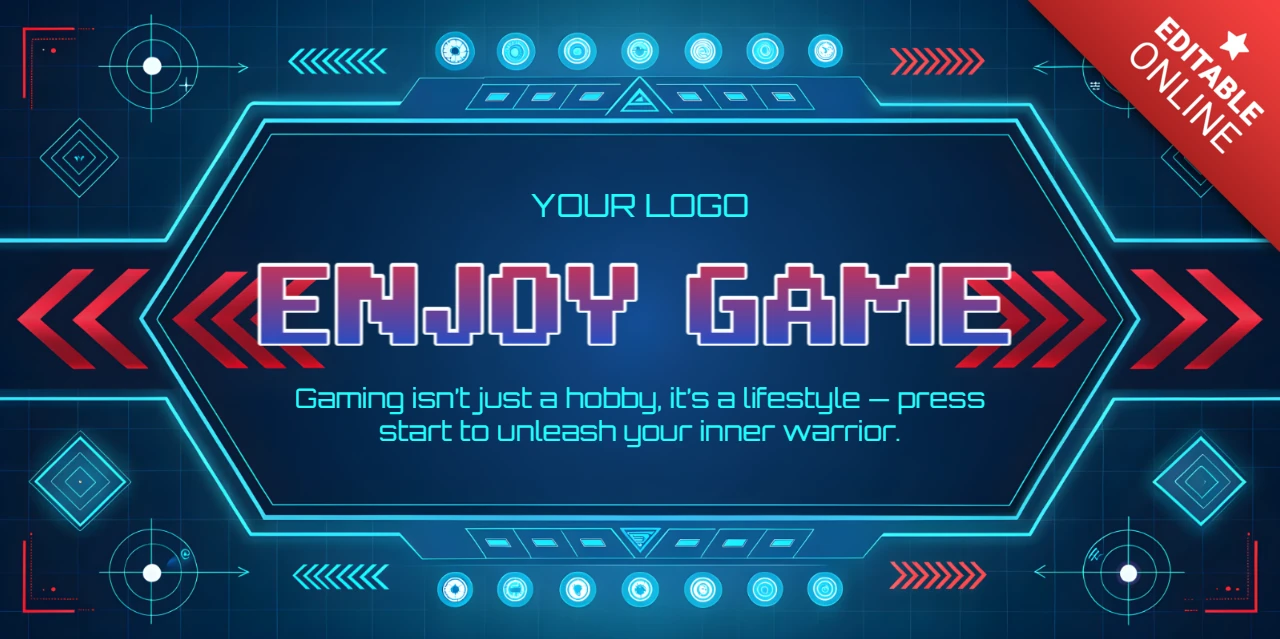 Futuristic Gaming Design Template with Neon Elements