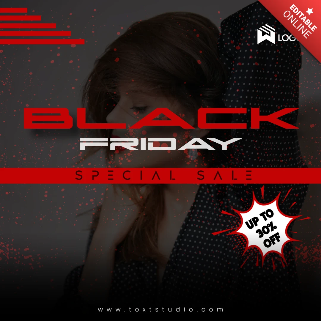 Nero e rosso futuristico vendita speciale black friday modello di post instagram