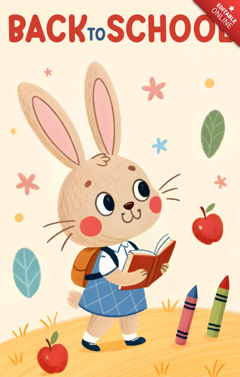 Back to School Bunny Design Template for Kids Educational Posters