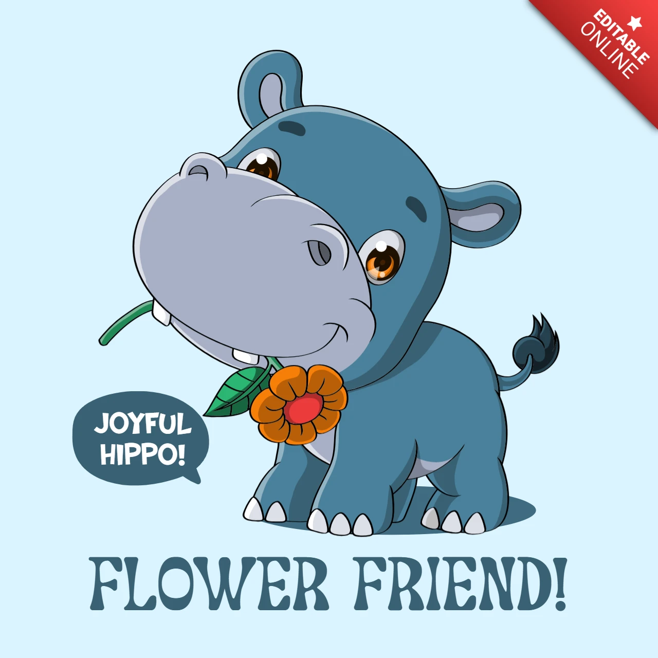 Modèle de dessin animé d'hippopotame joyeux pour les dessins d'enfants