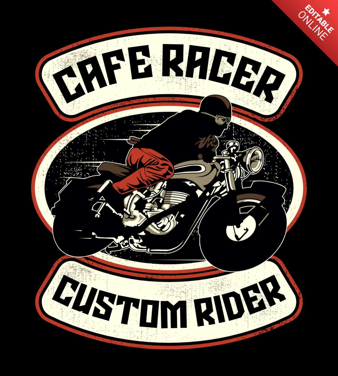 Modello di maglietta per moto Cafe racer