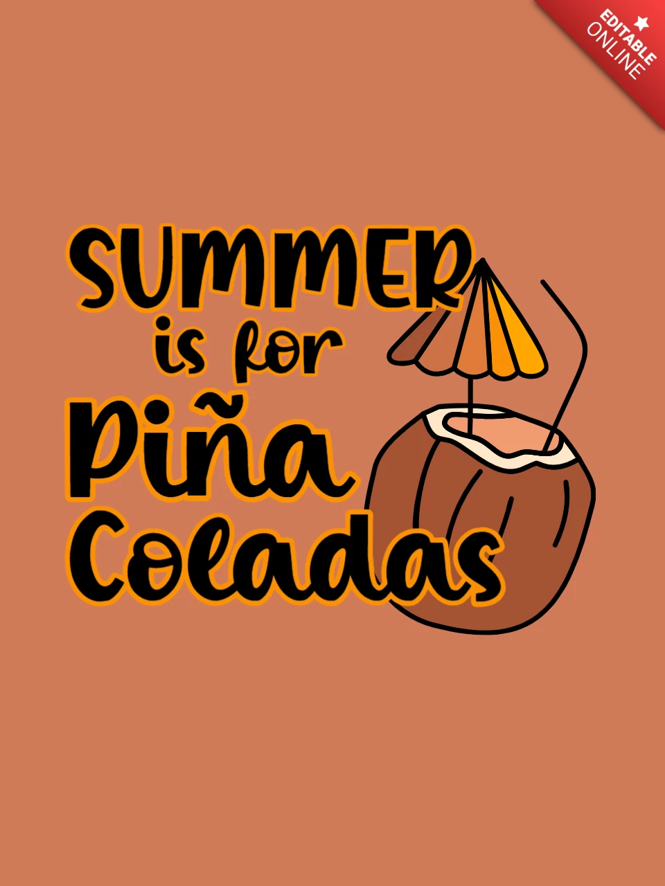 Sumer ist für pina coladas kokosnuss t-shirt vorlage design