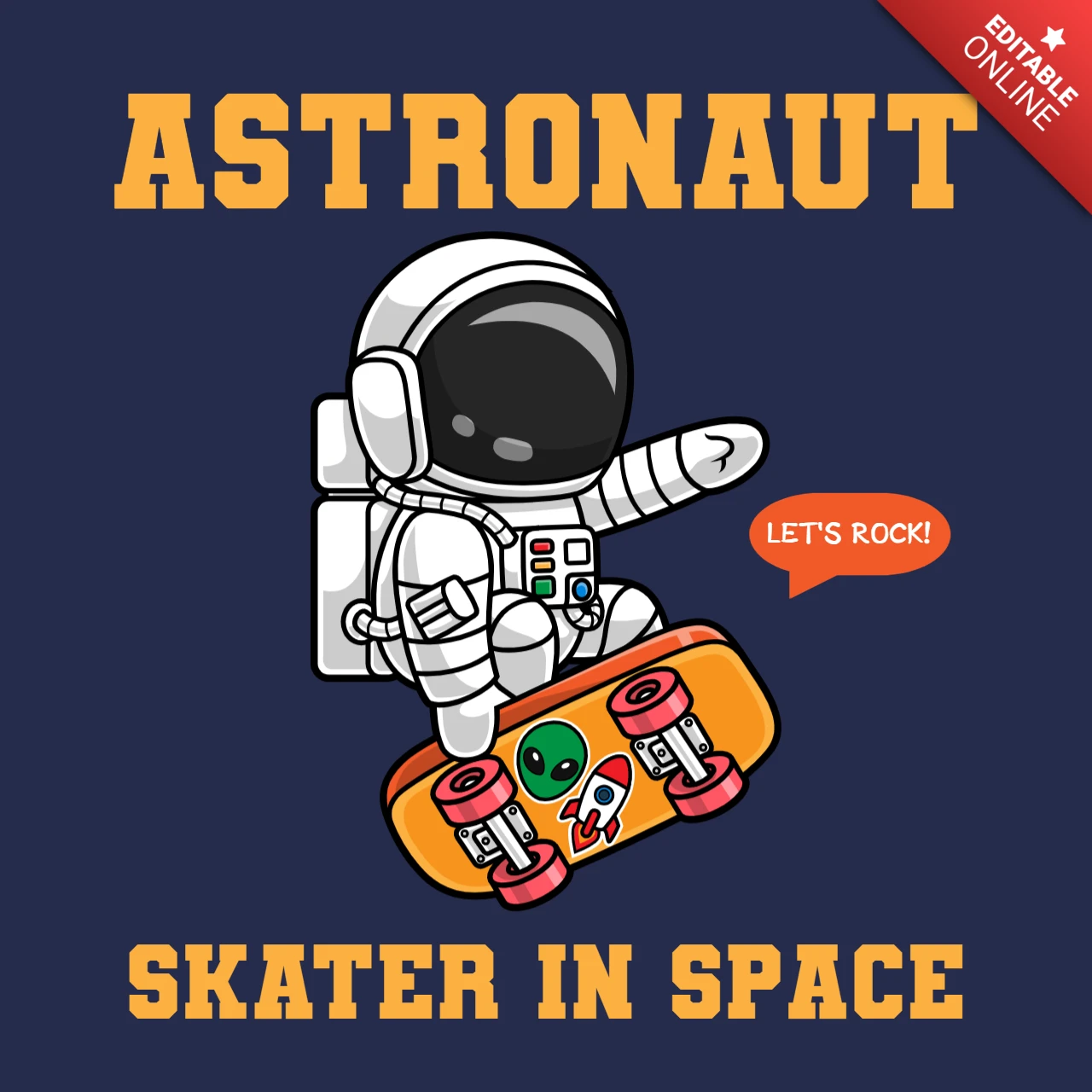 Plantilla de diseño Astro skater: divertidos gráficos editables de temática espacial