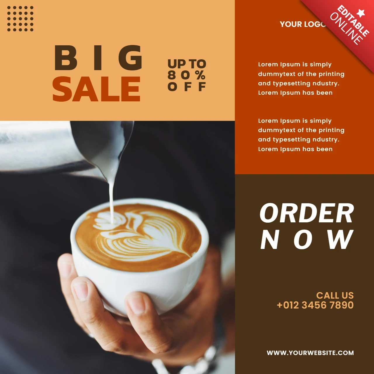 Big Sale Coffee Shop Social Media Post Design Template