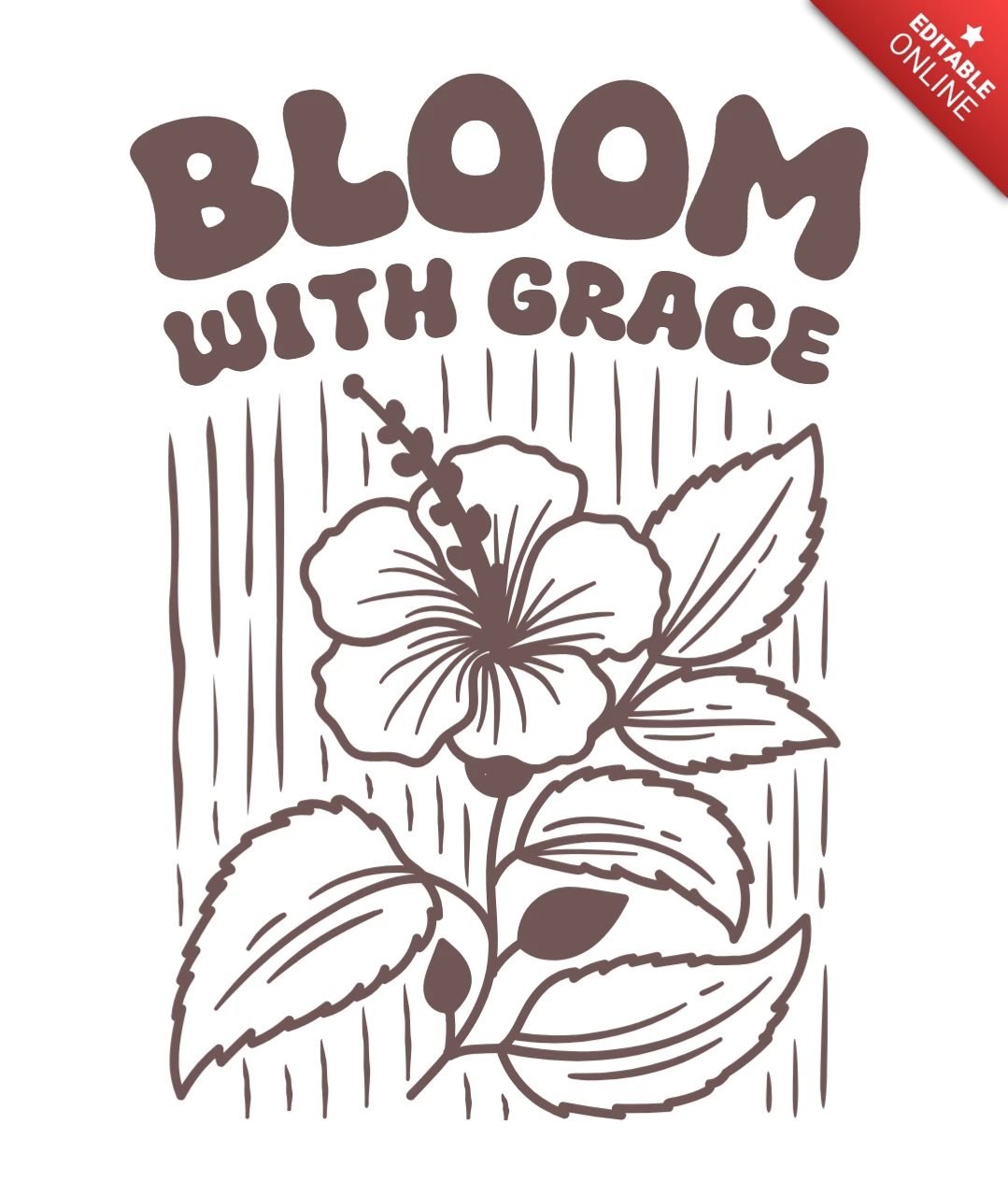 Fleur d'hibiscus inspirante épanouie avec grâce pour un modèle de design de t-shirt positif