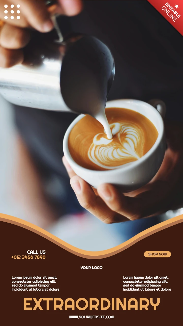 Plantilla de diseño de publicación de historia de Instagram con capuchino extraordinario
