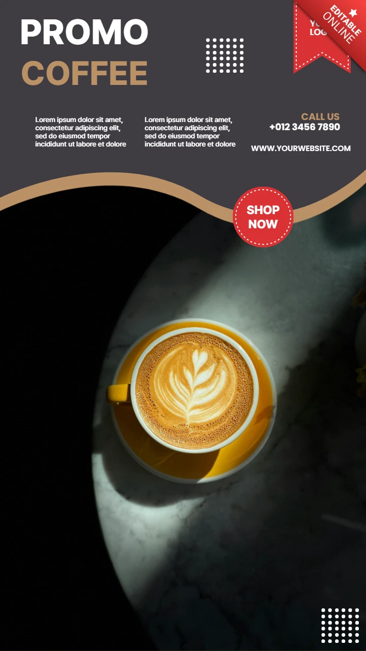 Modèle de conception de post de story instagram promotionnel pour un café