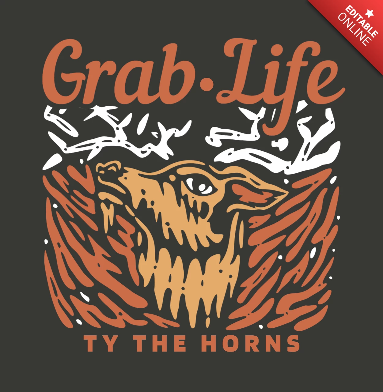 Modèle de conception de t-shirt vintage tête de cerf
