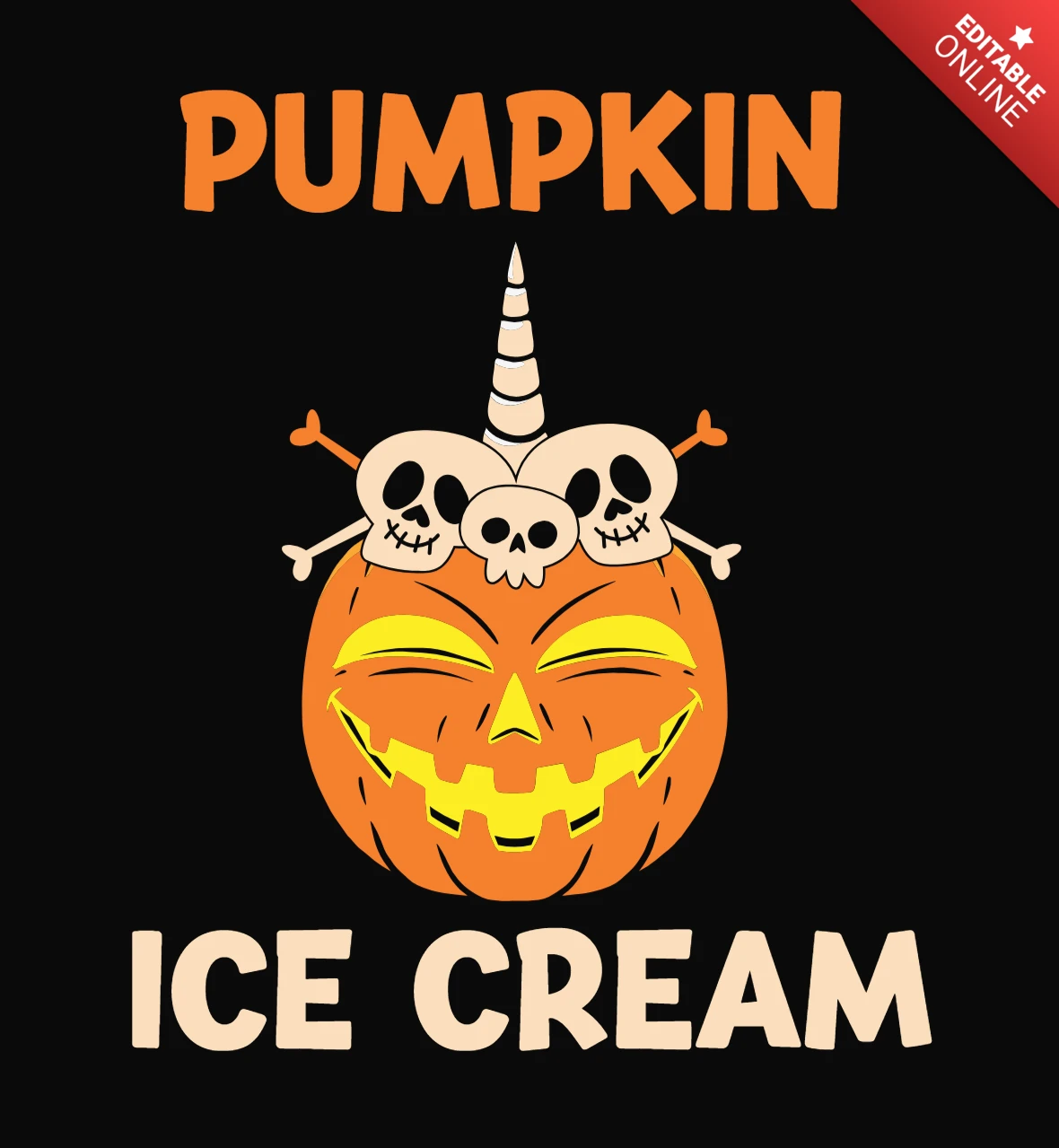 Halloween kürbis eis t-shirt vorlage