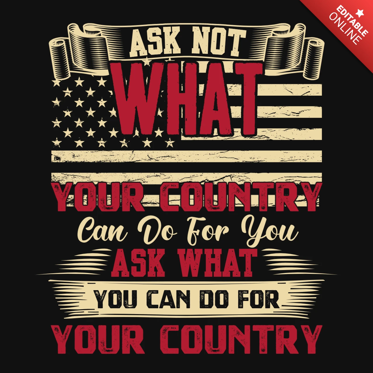 Vintage American Patriotic T-Shirt Design Template