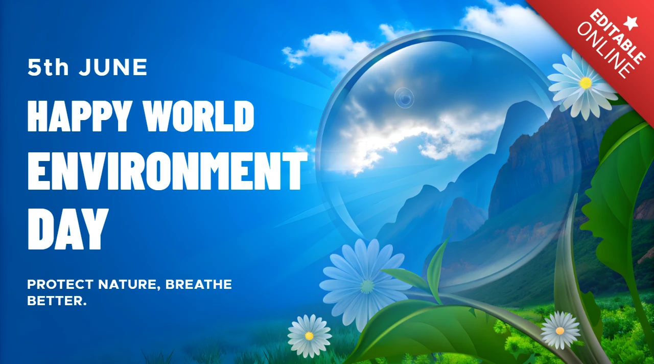 Blue Sky and Mountain Flowers - World Environment Day Template
