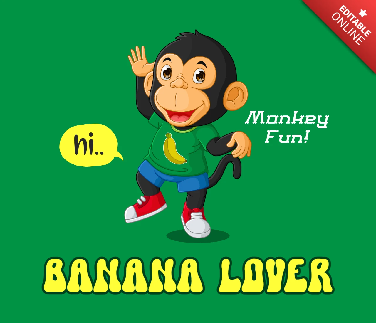 Banana lover fun monkey design template