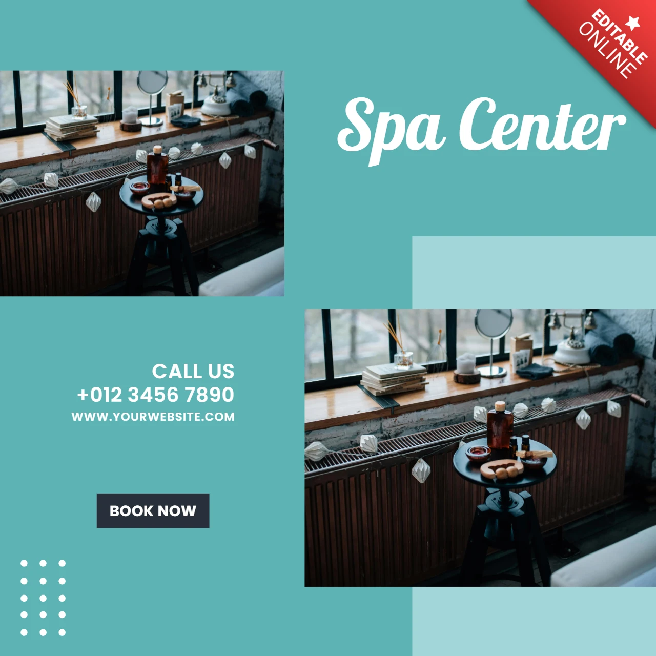 Modelo de design de postagem promocional de mídia social para centro de spa