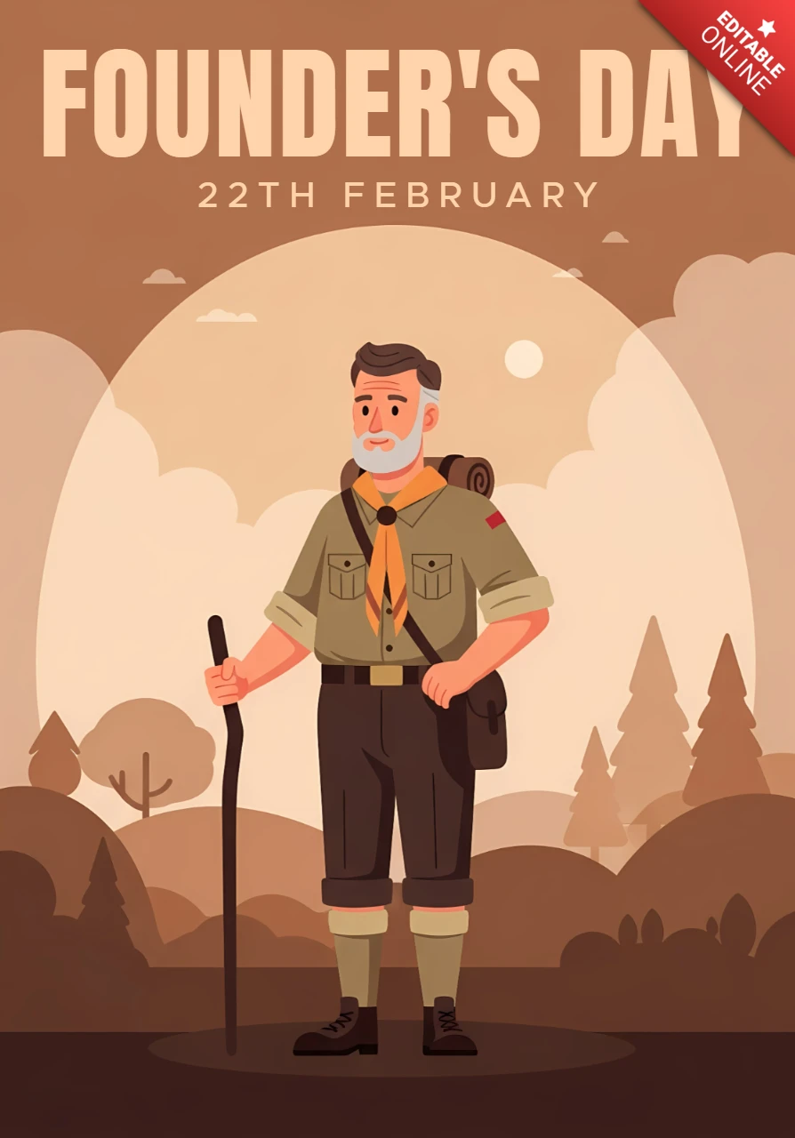 Vintage scout ontwerp sjabloon voor oprichtersdag poster