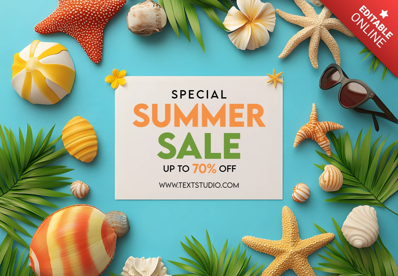 Vibrant Summer Sale Design Template with Tropical Elements