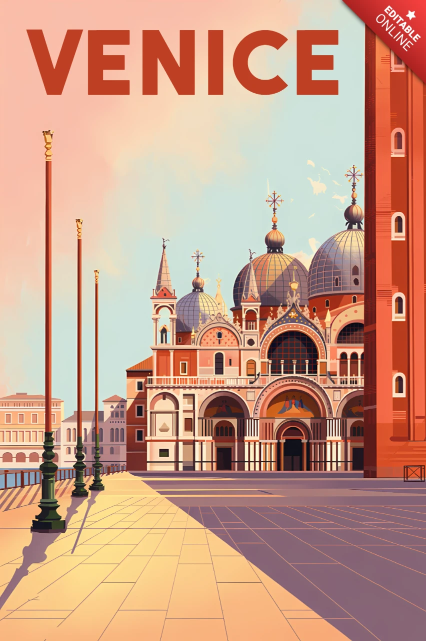 Venedig Illustrationsdesign-Vorlage für Reiseposter