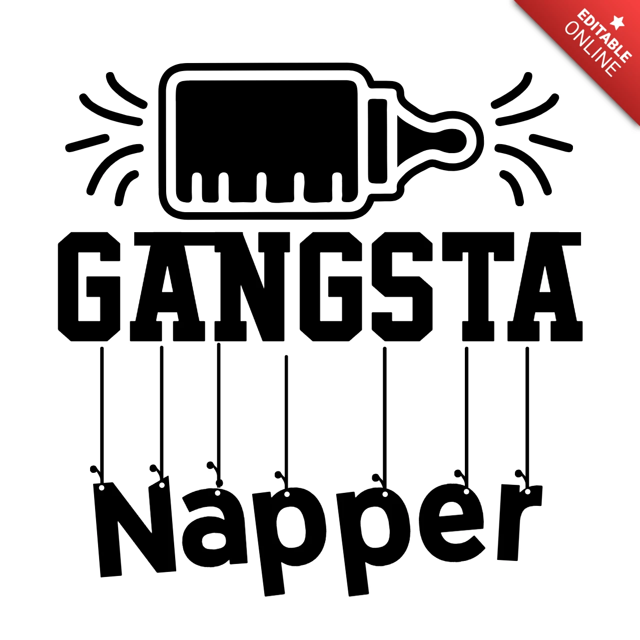 Modelo de design de camiseta de bebê Gangsta napper