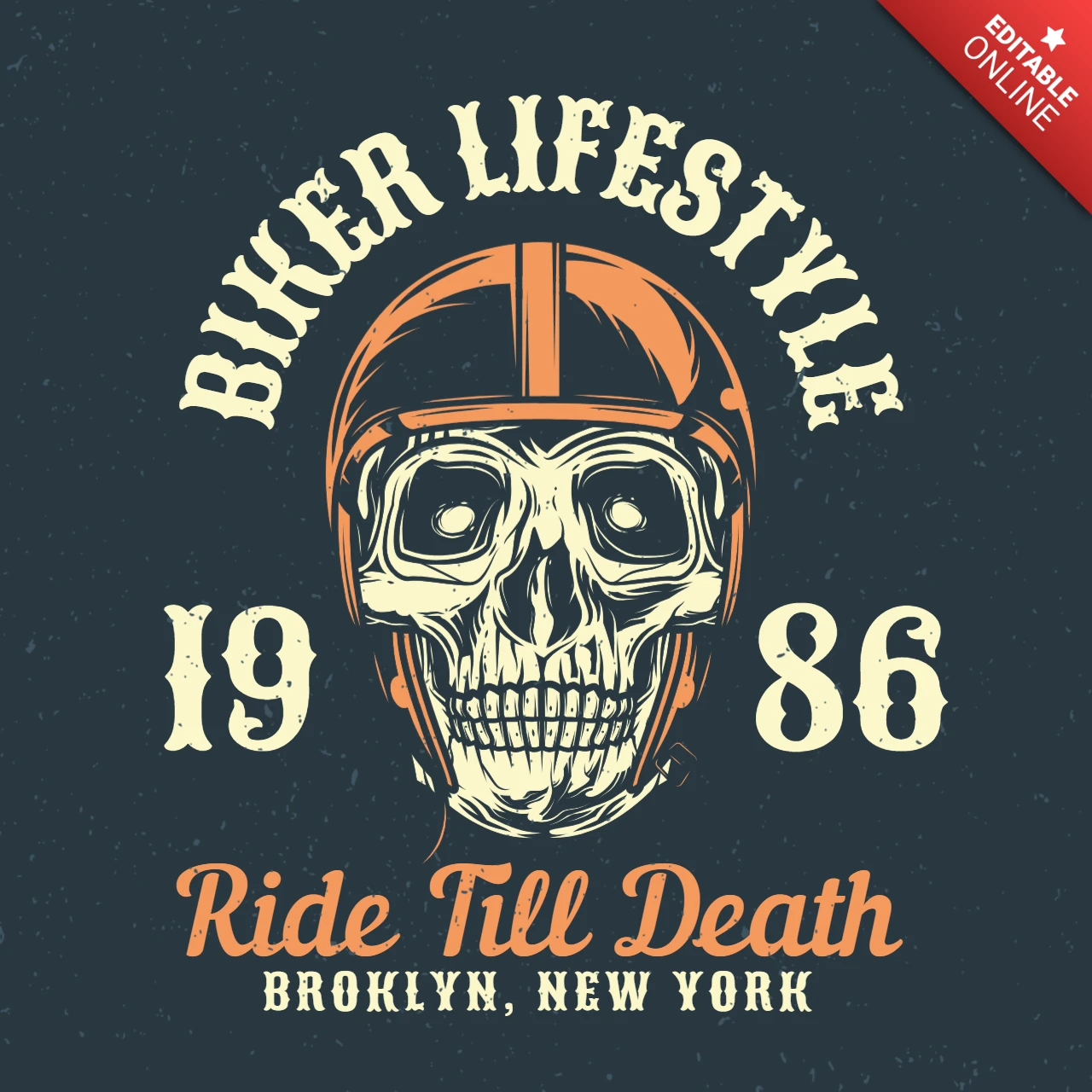 Motorcycle Biker's Skull T-Shirt Design Template