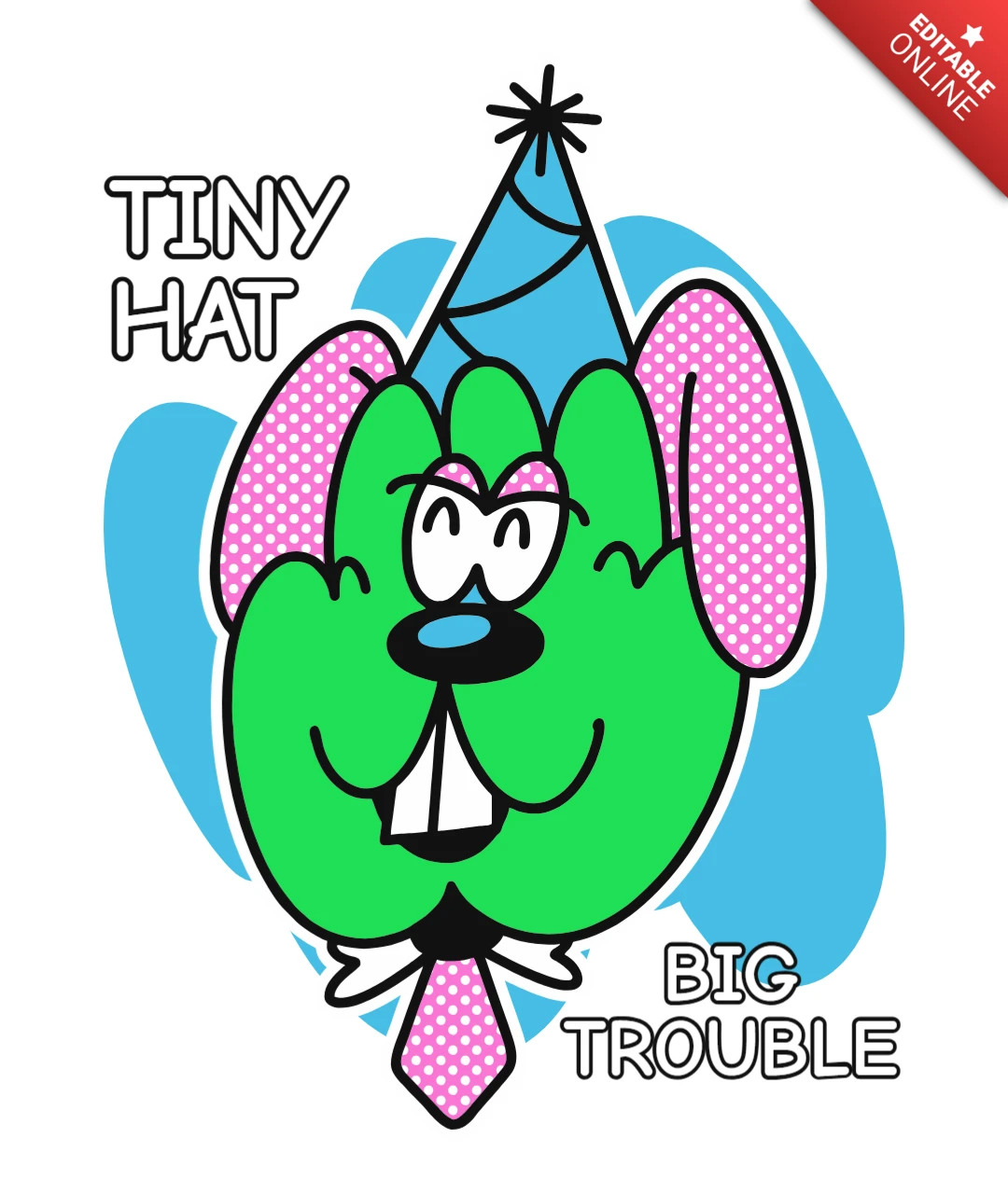 Kleiner Hut große Probleme lustiges Cartoon-Monster mit Einstellung T-Shirt-Designvorlage