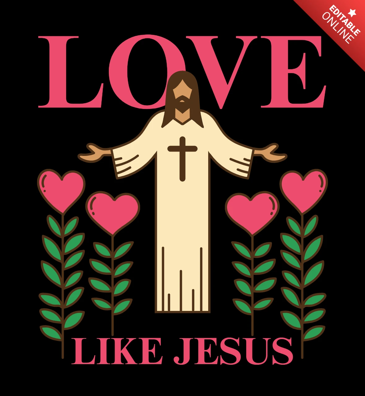 Amour comme Jésus motif de t-shirt floral cœur foi