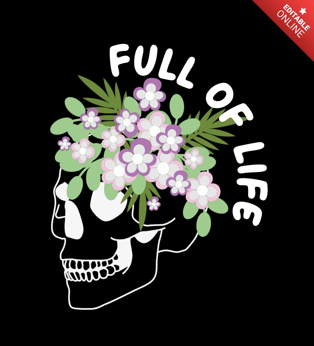 Boho schädel mit blumen t-shirt design vorlage