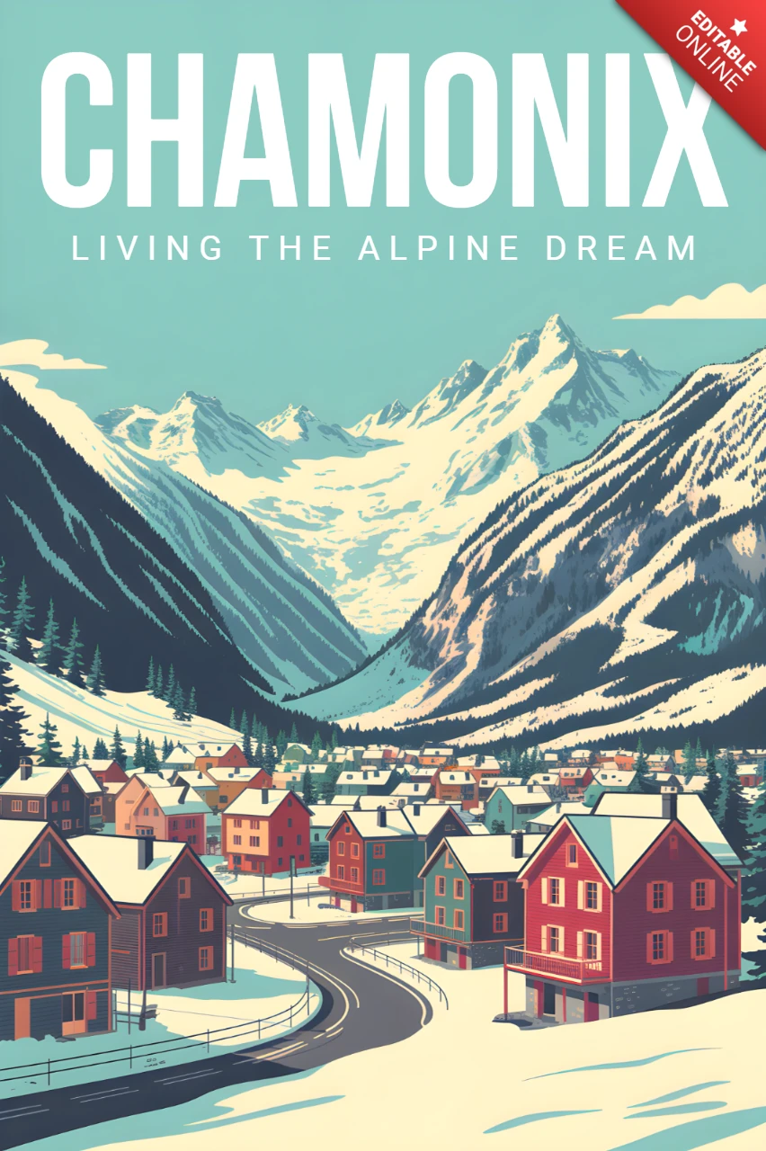 Alpiene droom in Chamonix ontwerpsjabloon voor reisposter