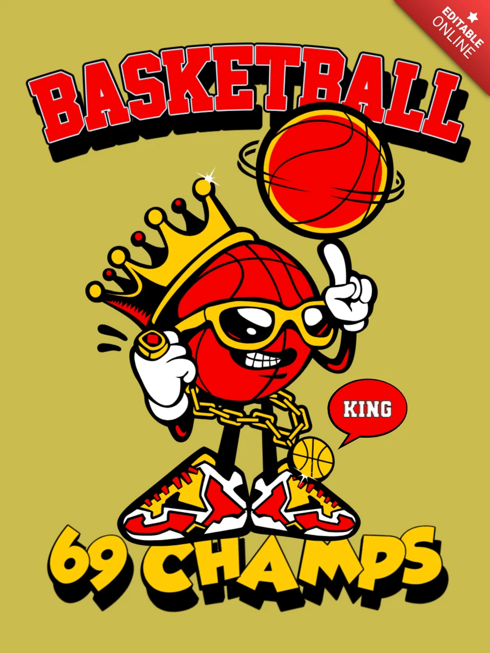 Basketball King Street Art Tee Shirt Design