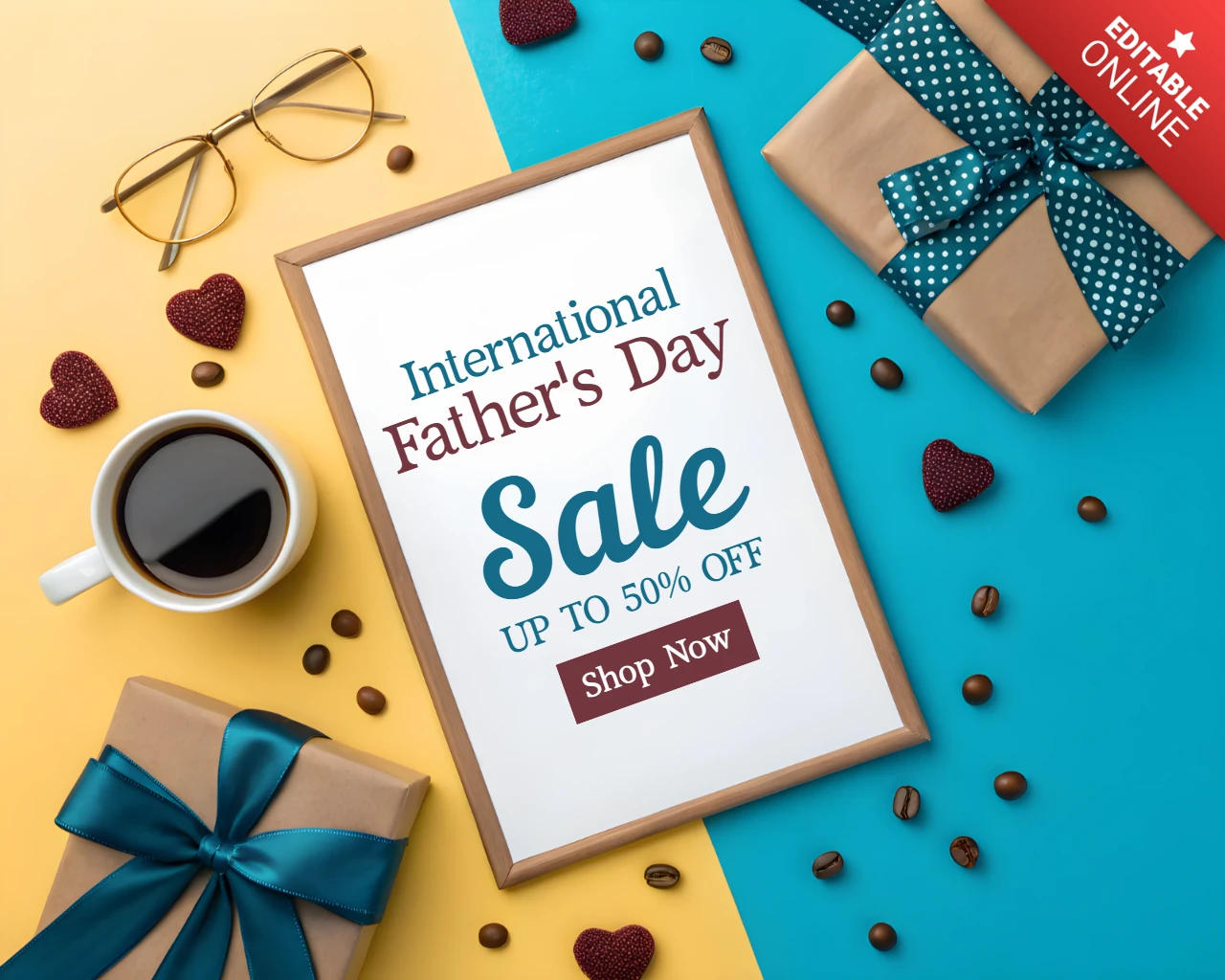 Colorful Father's Day Sale Design Template – Editable Promotional Artwork for Discounts