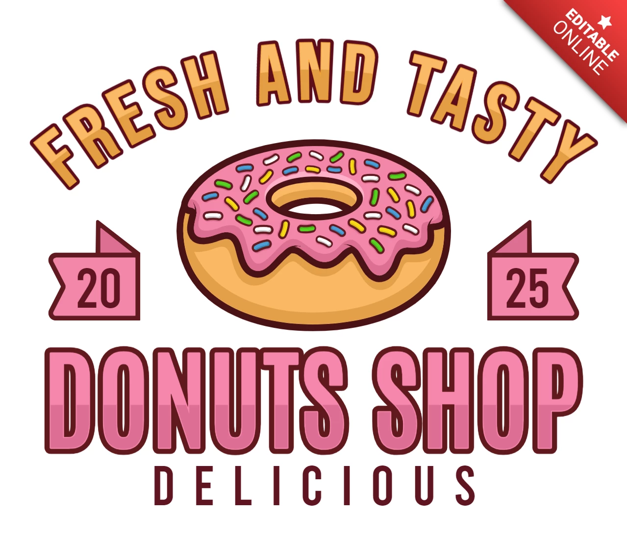 Donuts Shop Logo Design Template