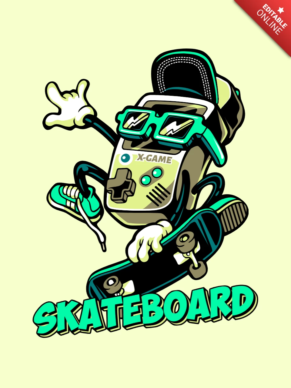 Funny Skateboard Mascot Template T-shirt Design
