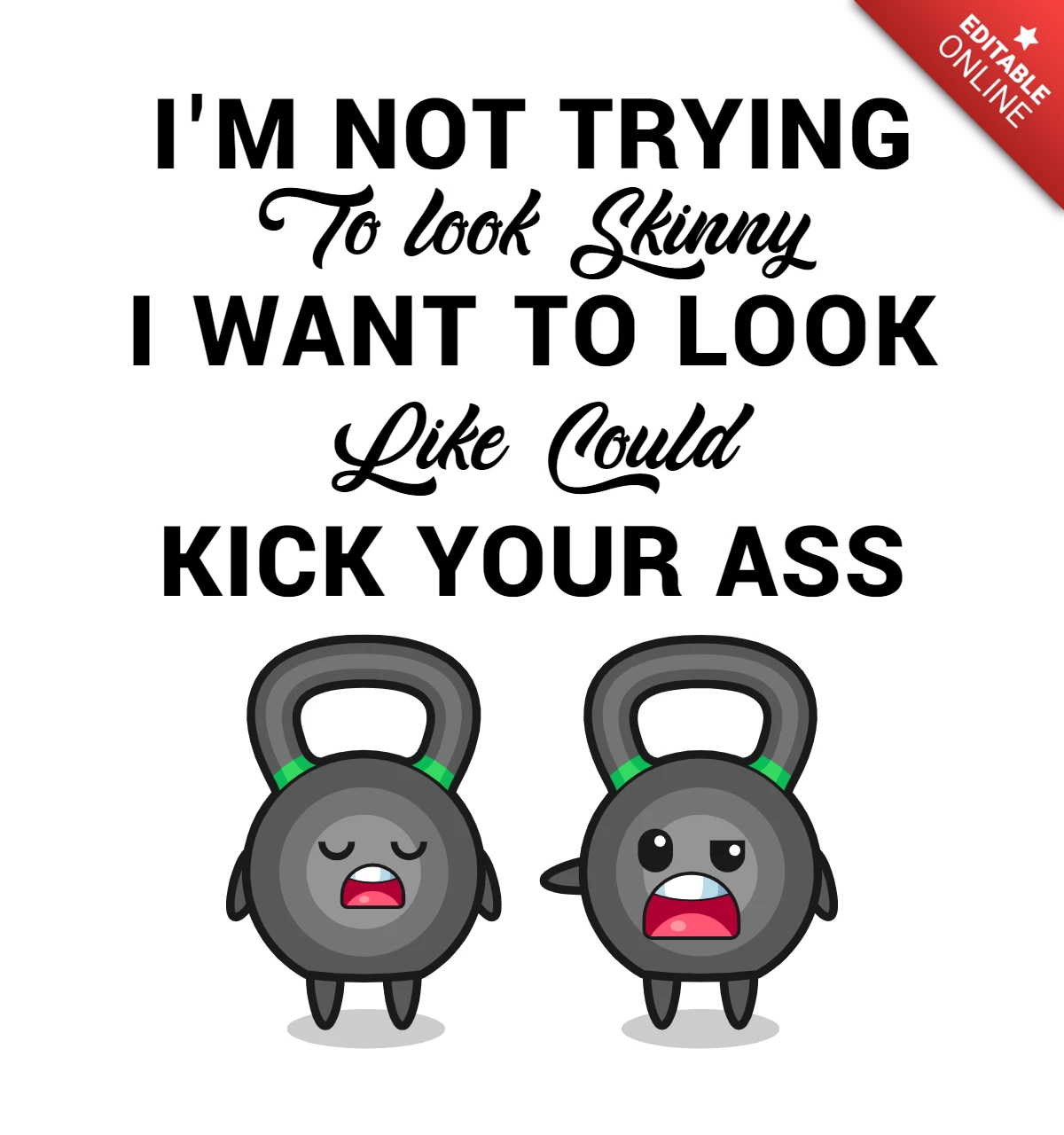 Kettlebell lindo motivacional tipografía plantilla de diseño de camiseta