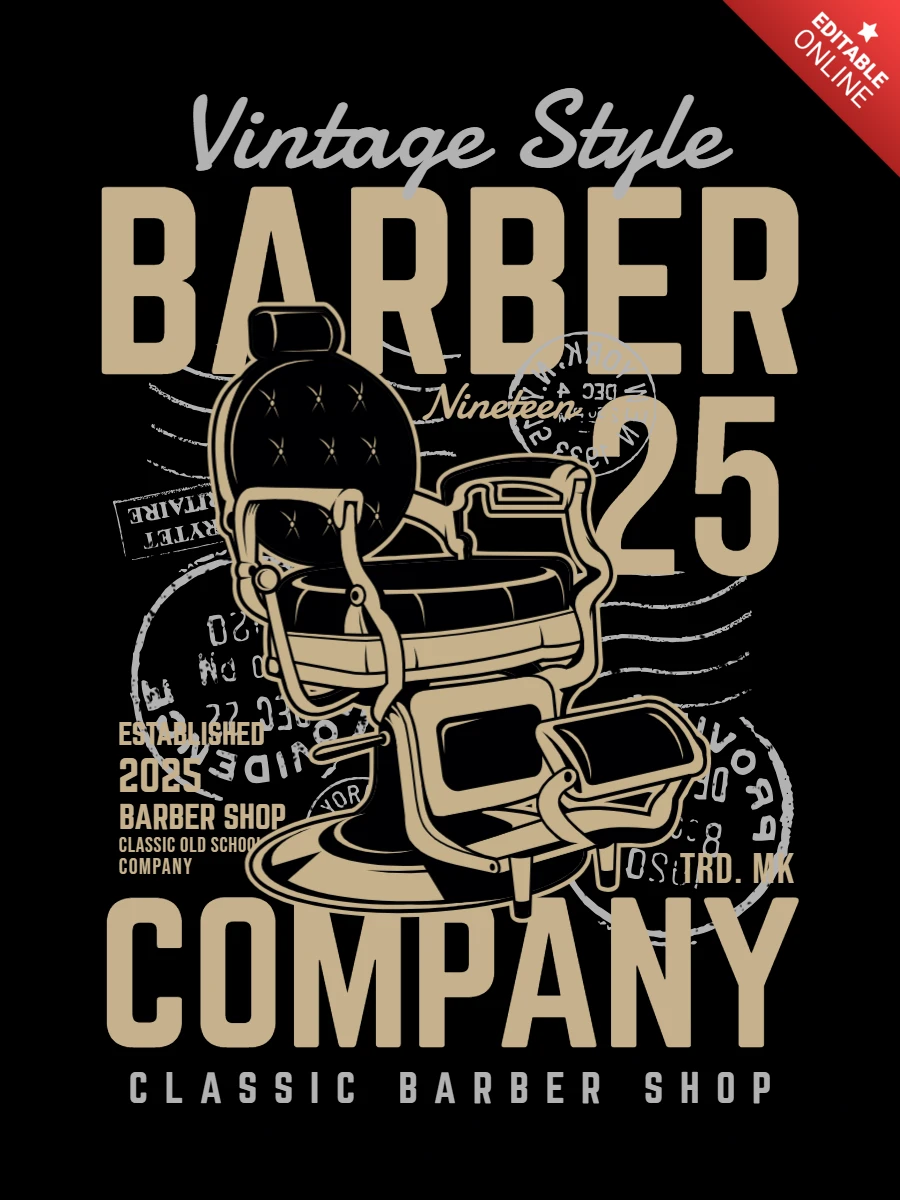 Barber Chair Vintage T-shirt Design Template