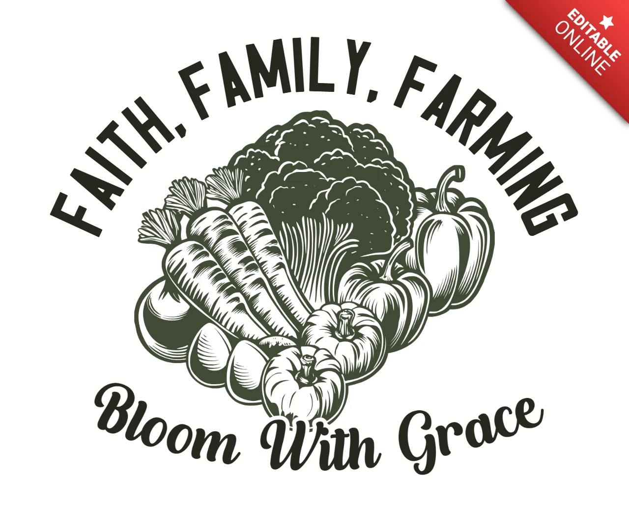 La fe, la familia y la agricultura florecen con gracia en un diseño de camiseta ilustrativa agrícola conmovedora.