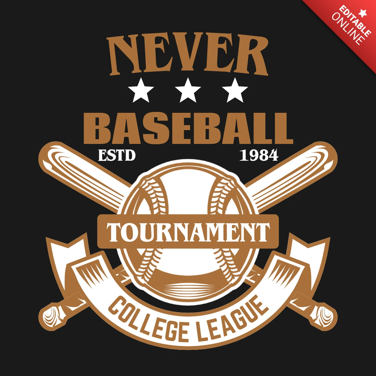 Plantilla de diseño de indumentaria para torneo de béisbol de liga universitaria vintage
