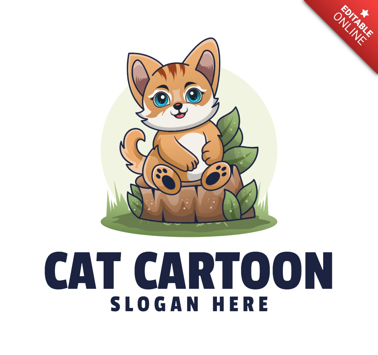 Kat cartoon logo ontwerpsjabloon