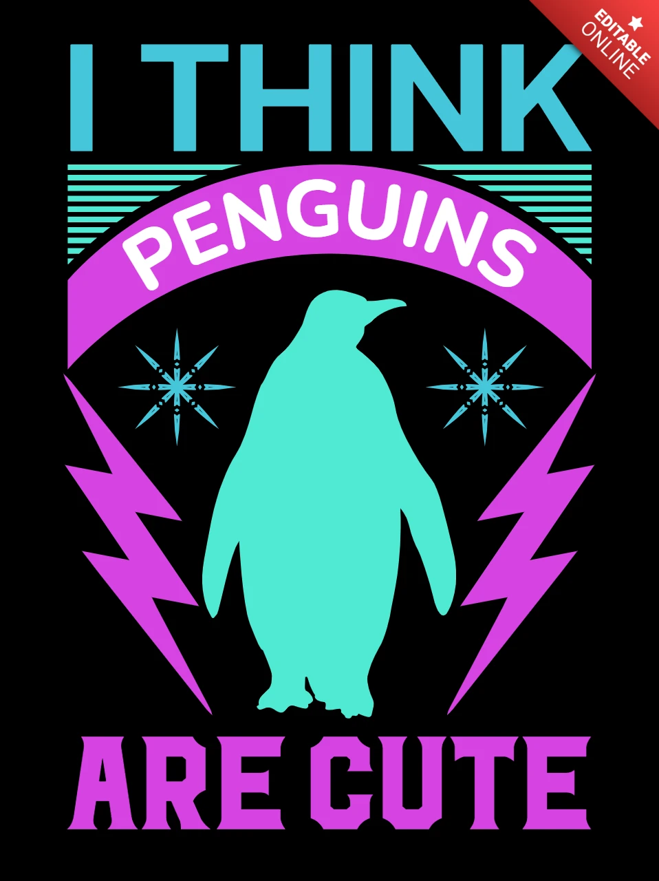 Retro Penguin Love Design Template for Eye Catching Apparel