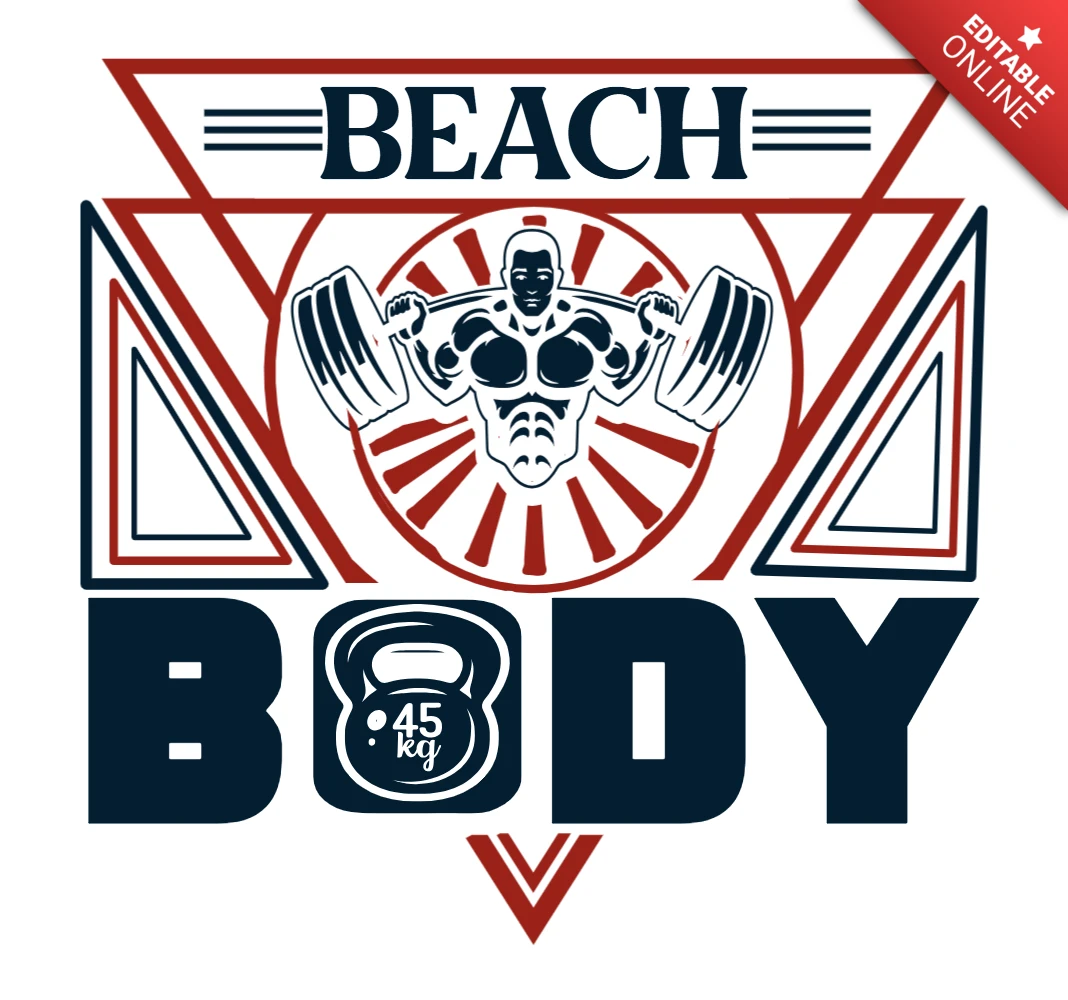 Vintage Strand Körper Fitness Design Vorlage für bearbeitbare Grafiken