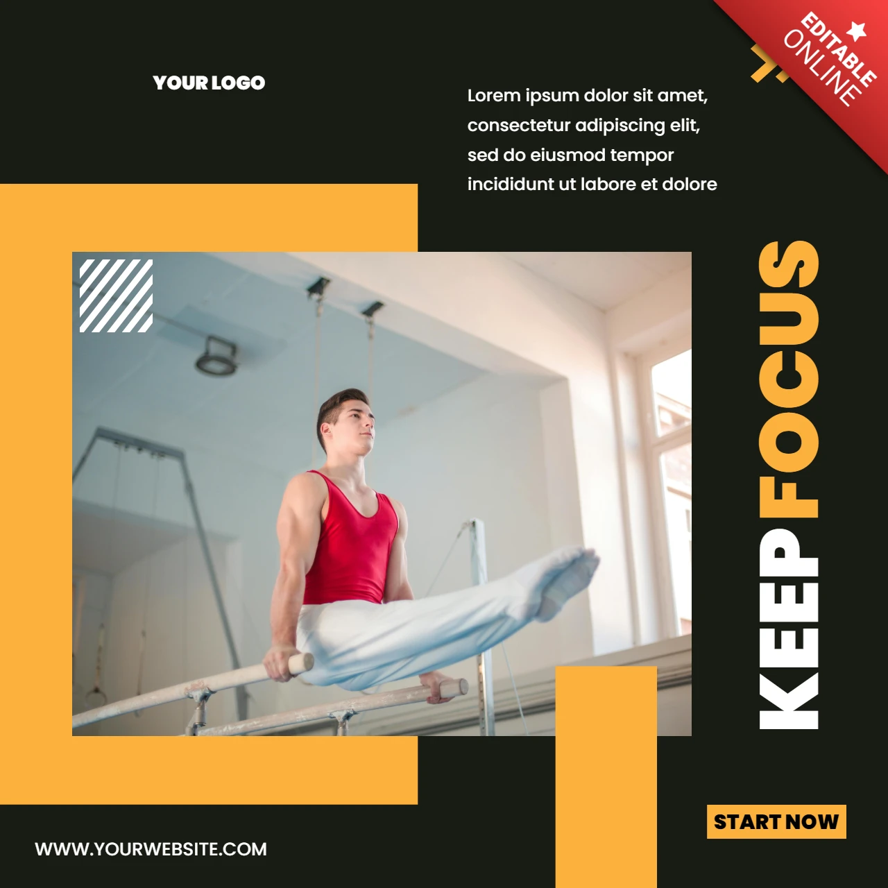 Auffällige orangefarbene Marketing-Instagram-Post-Design-Vorlage