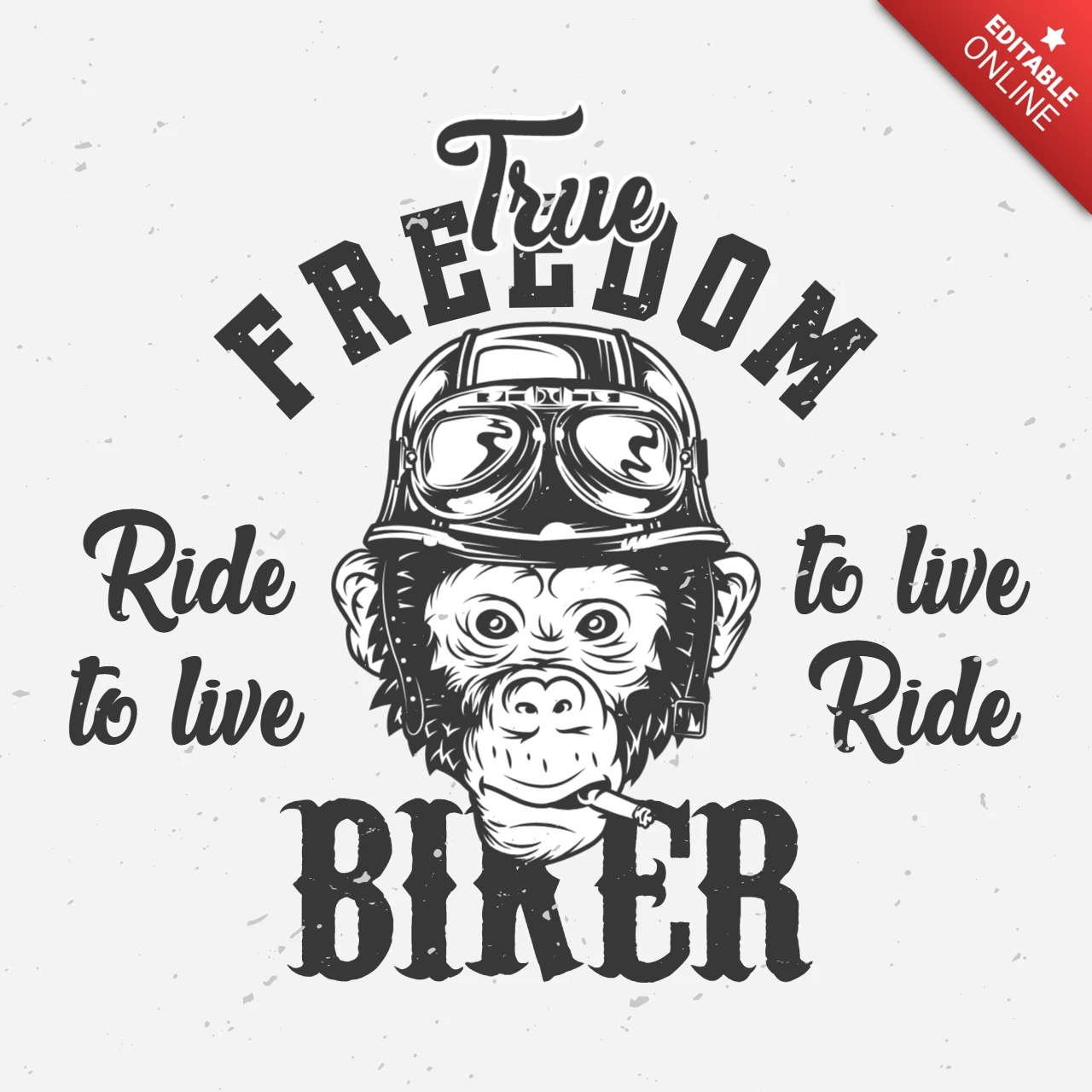 Monkey In Motorcycle Helmet T-Shirt Design Template
