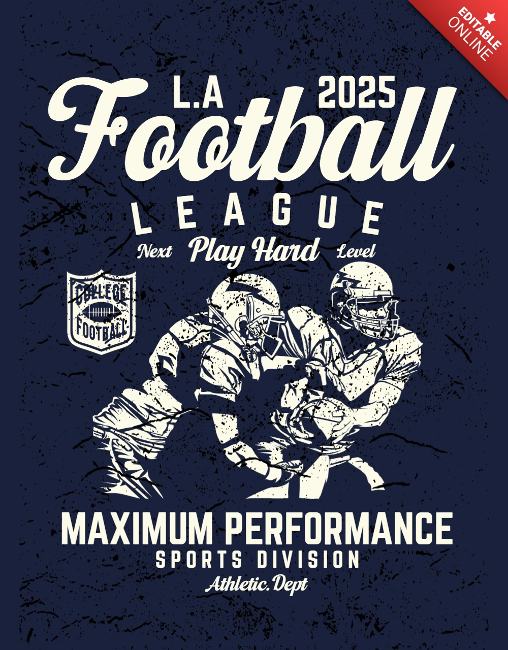 アメリカンフットボールリーグTシャツデザインテンプレート