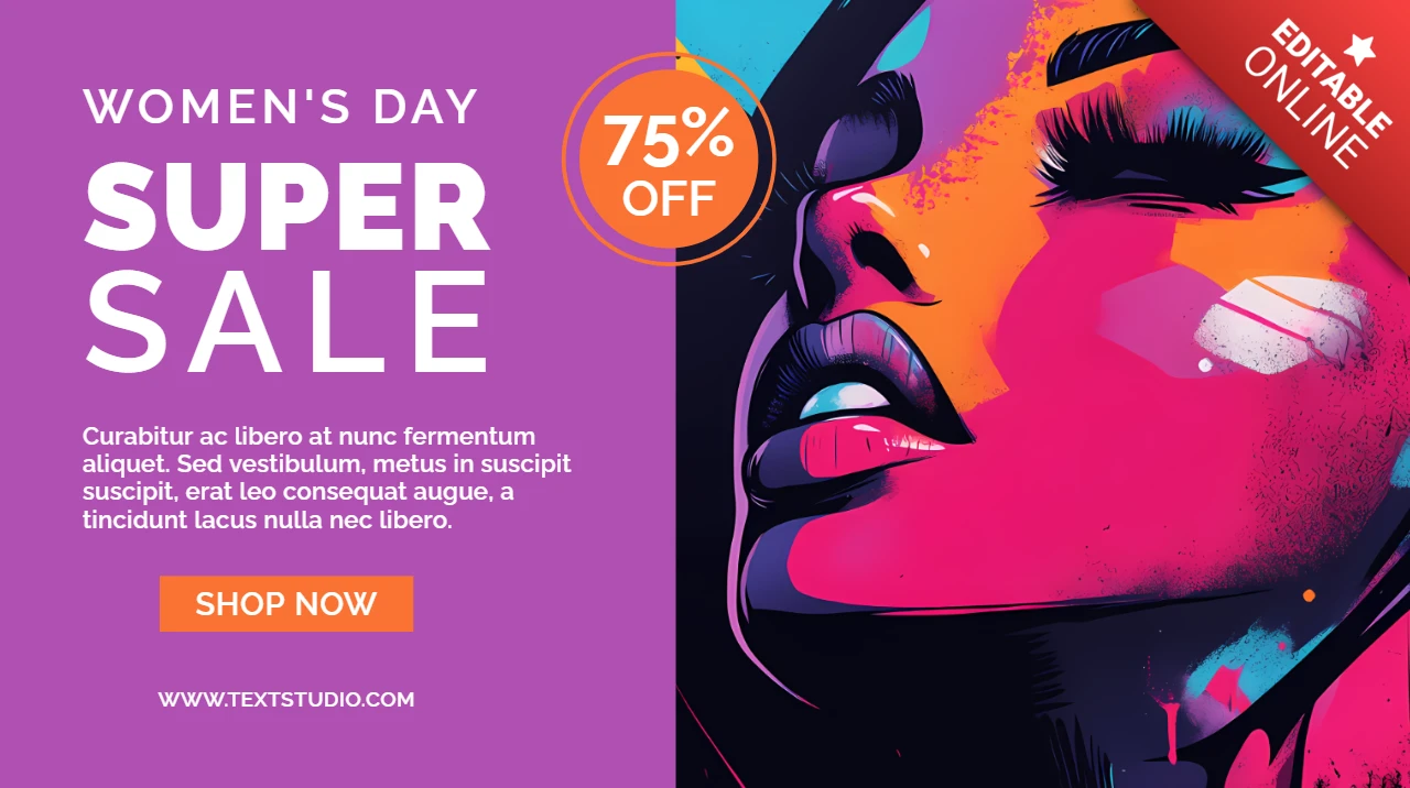 Recognizable Women's Day Graffiti Stylized Design With Woman Face for Fashion Ad Template