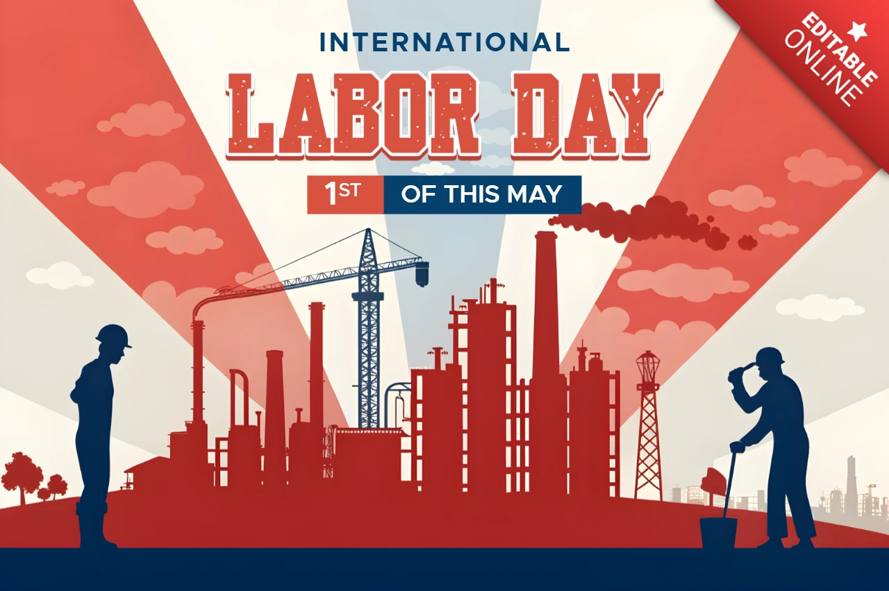 Retro Labor Day Celebration Template - Editable Design for International Workers' Day