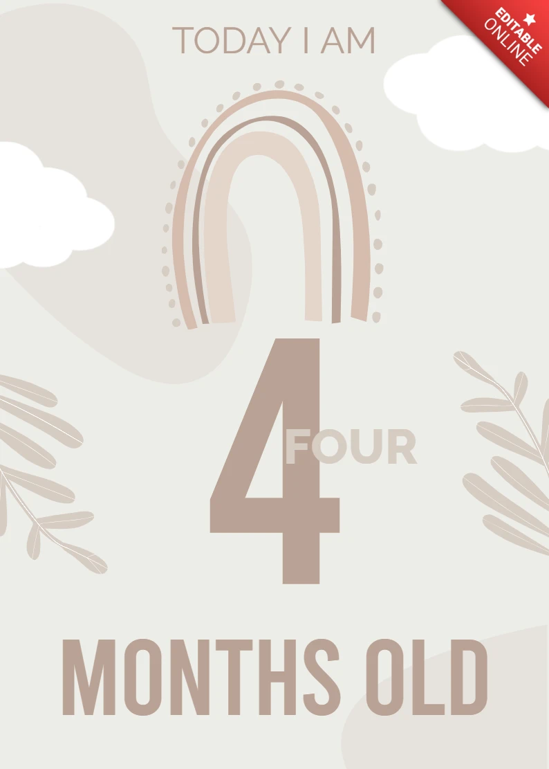 Vier Monate altes Baby Meilenstein Instagram Post Design Vorlage