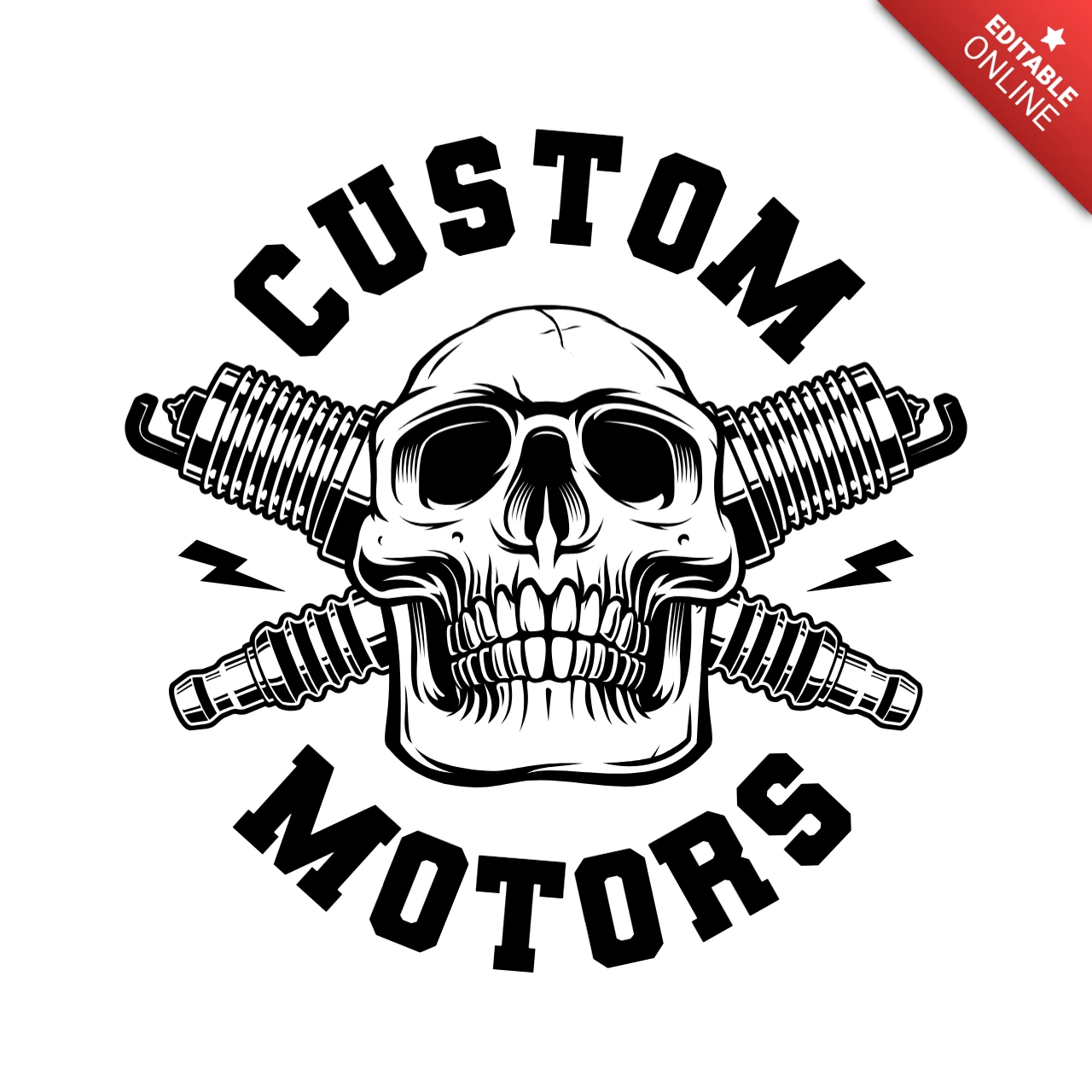 Schädel motorrad mit zündkerzen t-shirt design vorlage