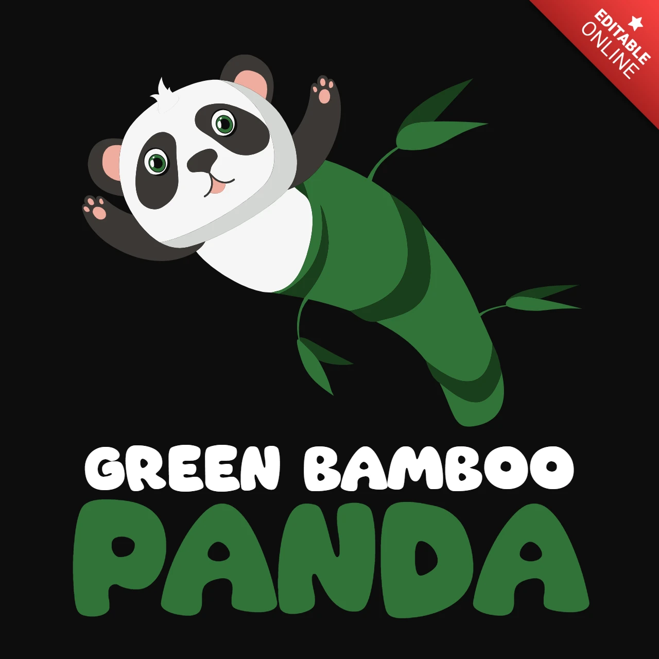 Sevimli panda ve bambu tişört tasarımı