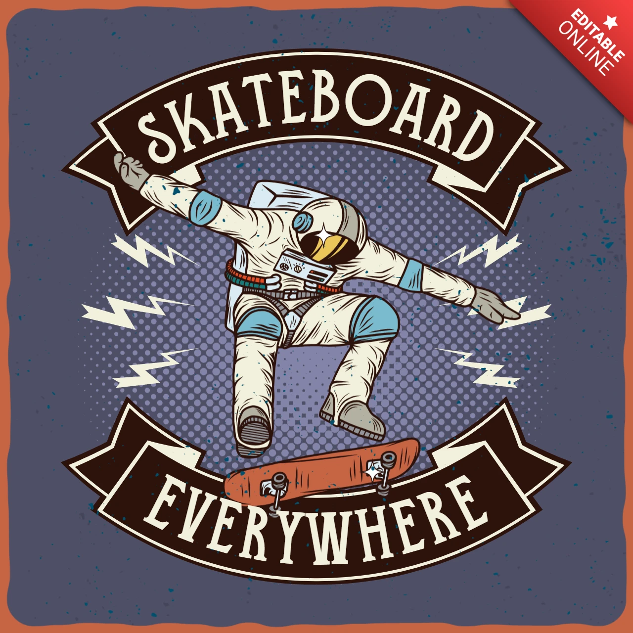 Astronaut skateboard retro t-shirt design vorlage