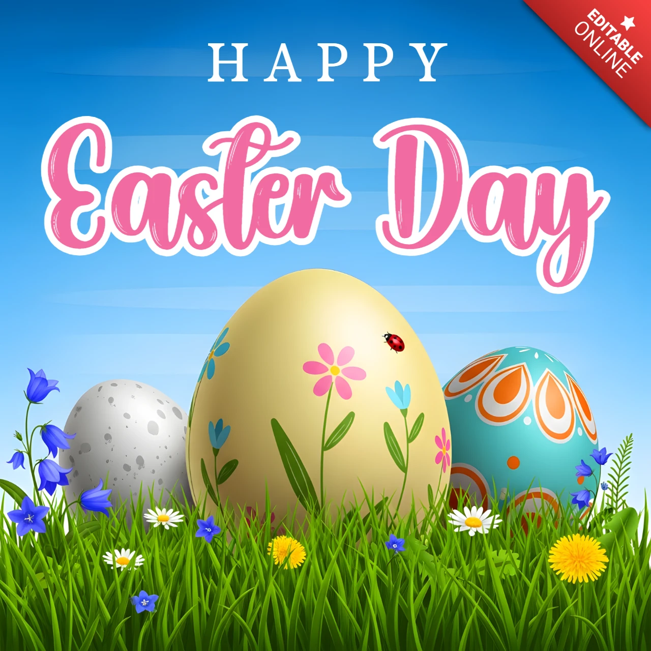 Plantilla de diseño de huevos de Pascua coloridos para tarjetas de felicitación