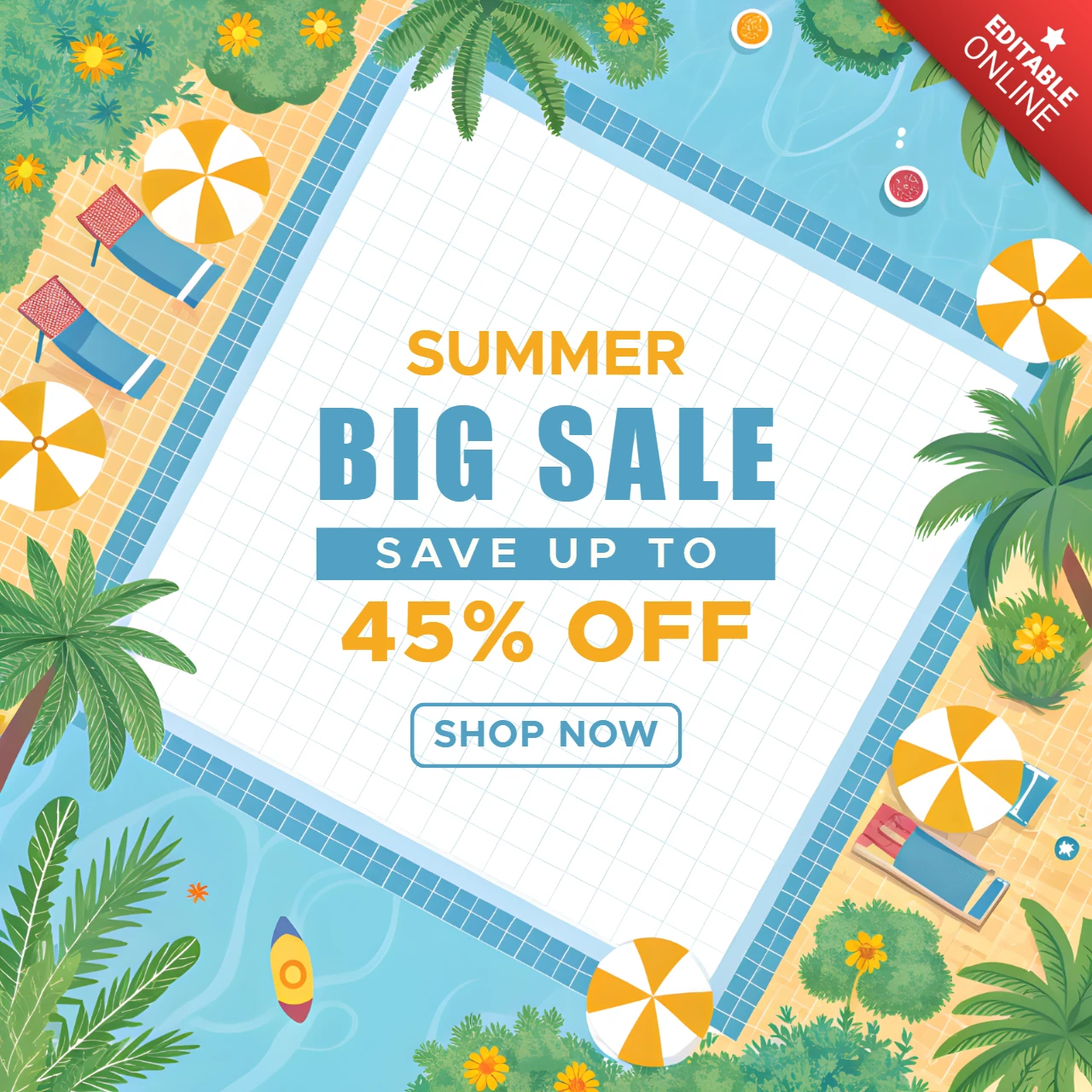 Summer Sale Template: Tropical Poolside Design
