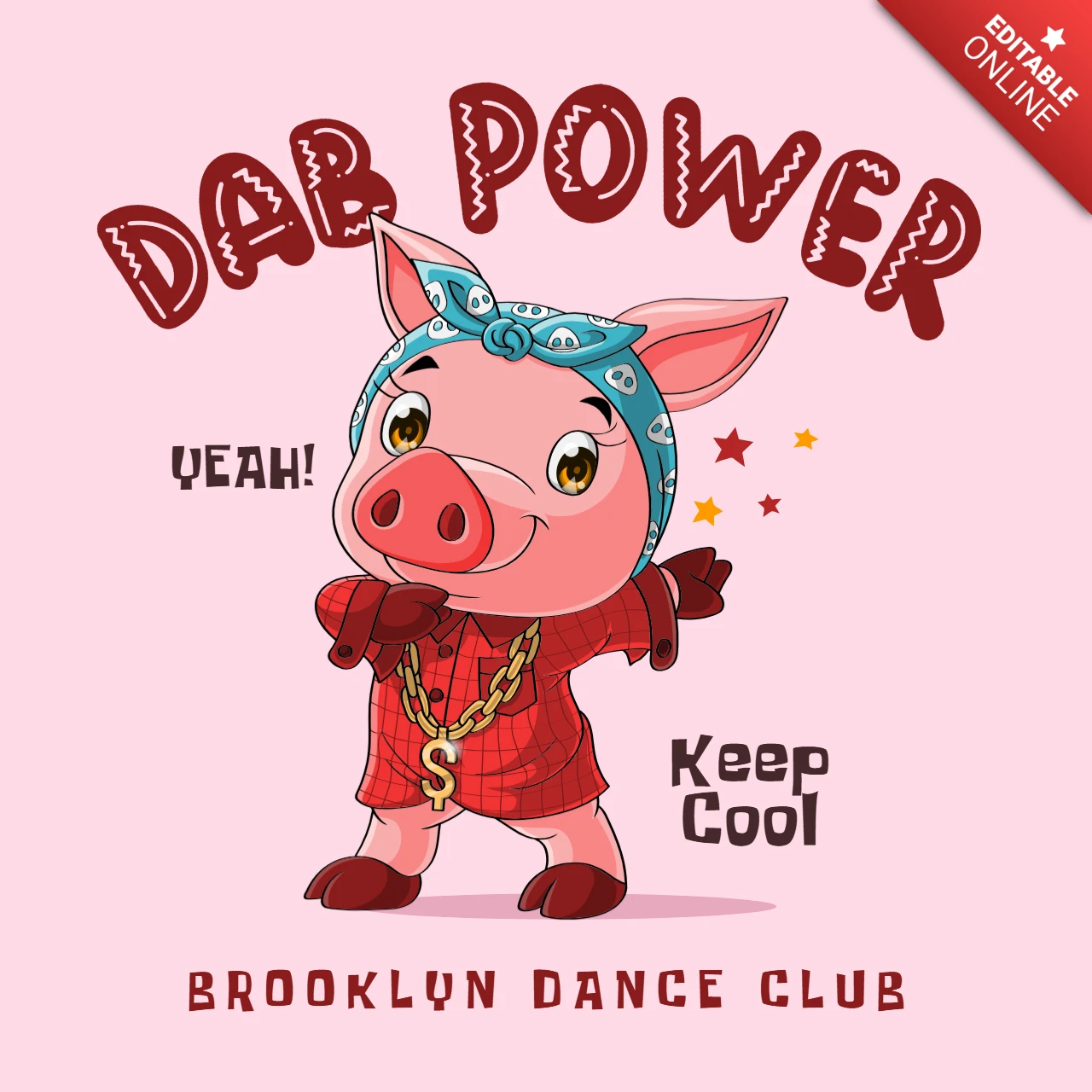 Plantilla de diseño de discoteca de cerdos para ropa infantil
